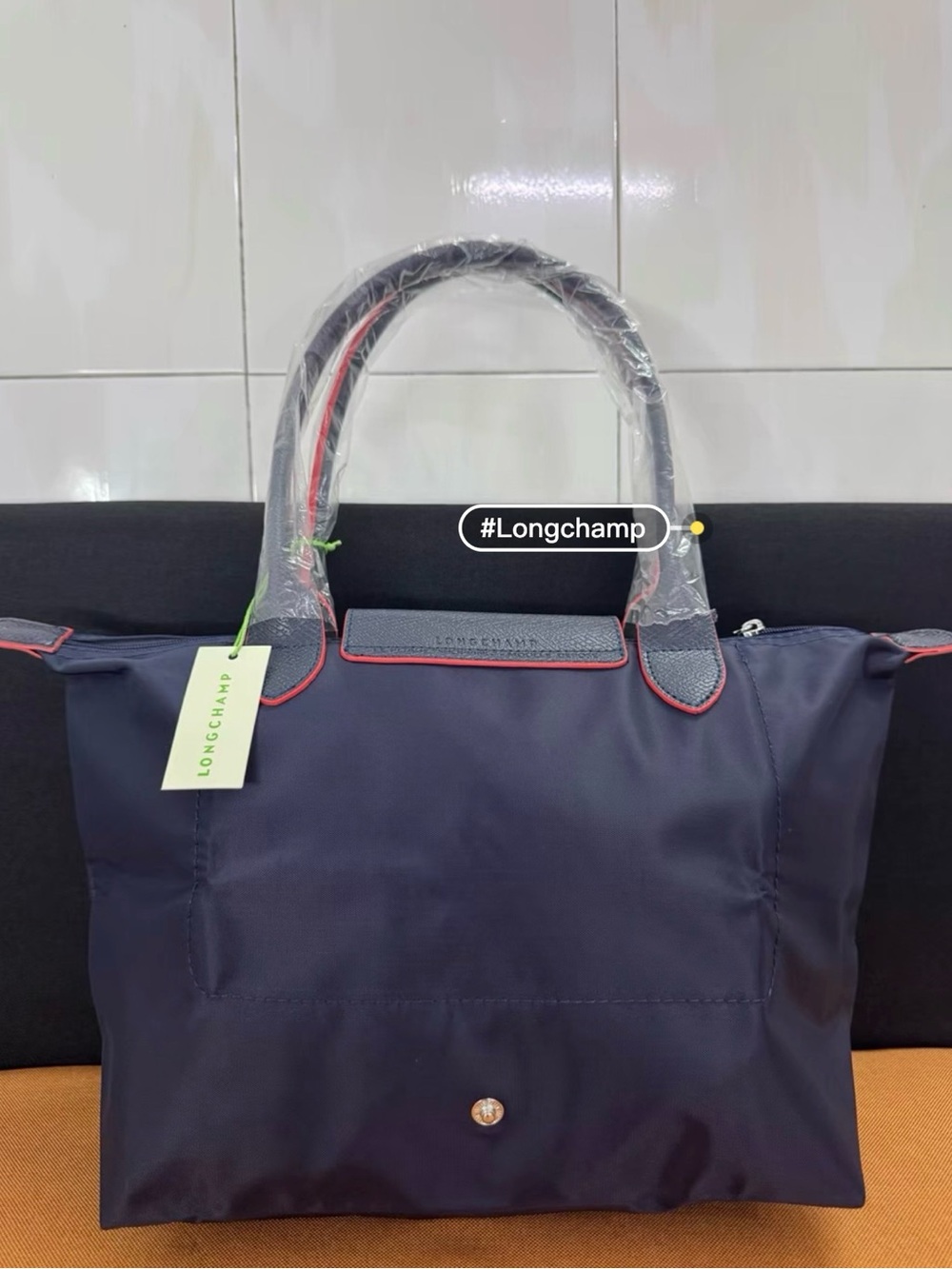 Longchamp Navy Tote with Red Trim and Accents - Picture 2 of 8